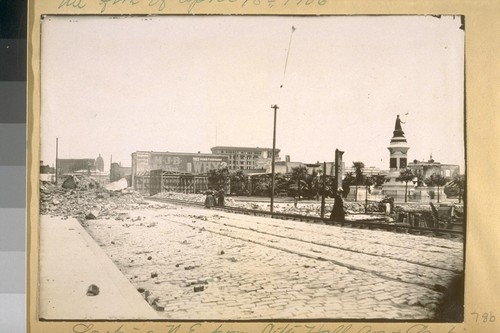 Looking N.E. from City Hall Ave. and Larkin St. after the fire of April 18th, 1906