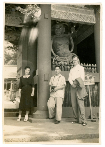 Mrs. Inouye, John Yoshinaga, and Joe Peacock at Toshogu