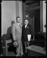 Roy Waktins, of the Angelus Temple, and David Hutton, husband of evangalist Aimee Semple McPherson, Los Angeles, 1932