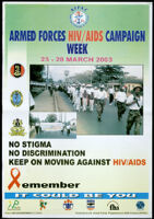 No stigma, no discrimination. Keep on moving against HIV/AIDS [inscribed]