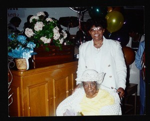 Unidentified woman on her 100th birthday, 1994