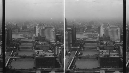 Title: Chicago River looking toward forks. Remarks: same as 126. Date: Aug 20 - 1930 Focal L.: 7 1/2 in Photographer: Dare Photographer's No. 127