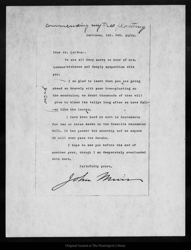 Letter from John Muir to [Theodore P.] Lukens, 1905 Feb 21