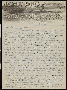 James A. Herne, letter, 1889-07-18, to Hamlin Garland