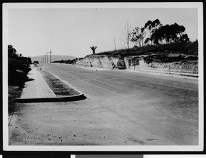 New paving on First Street at Banchini Street, San Pedro, October 1928