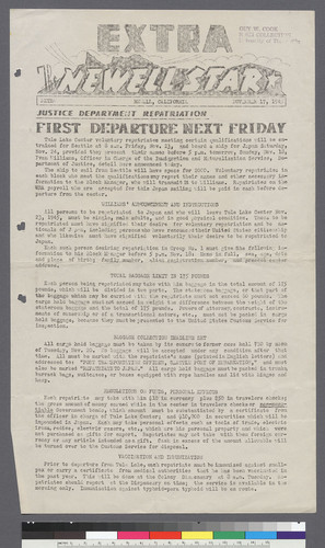 Extra, "First Departure Next Friday" (11-17-45)