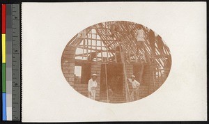 Building a new kitchen, Kanzenze, Congo, ca.1920-1940