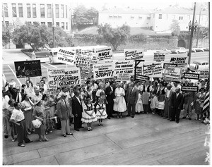 Hungarian demonstration (on steps of City Hall), 1958