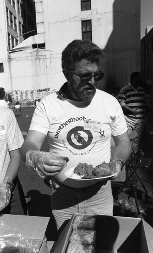 Friends feeding friends, Los Angeles, 1986
