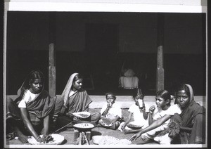Five sisters at their midday meal