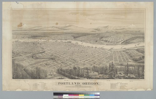 Portland, Oregon, population 22,000: looking east to the Cascade Mountains