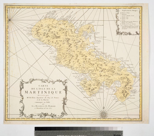 Carte de l'Isle de la Martinique dressée par Mr. Bellin, Ingenieur du Roy de France et de la Marine. communiquée au Public par les Heritiers de Homann a Nuremberg en l'an 1762