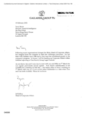 [Letter from Jeff Jeffery to Terry Byrne regarding resignation of Ian Birks from Gallaher company]