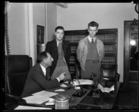 District attorney Buron fitts and accused youths, Los Angeles, 1933