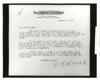 Copy of a Letter from William Randolph Hearst to Julia Morgan, August 12, 1926