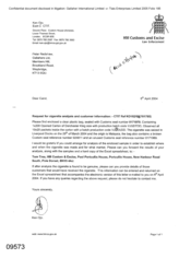 [Letter from Ken Ojo to Peter Redshaw regarding request for cigarette analysis and customer information]