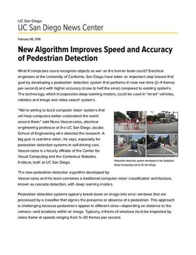 New Algorithm Improves Speed and Accuracy of Pedestrian Detection