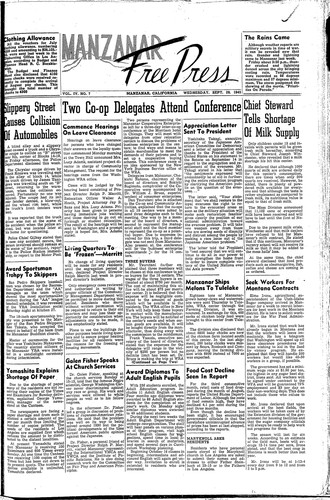Manzanar free press, September 29, 1943