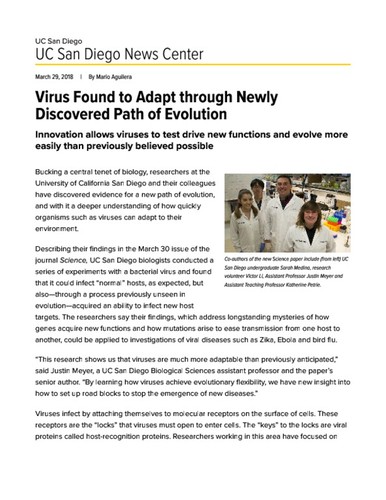 Virus Found to Adapt through Newly Discovered Path of Evolution