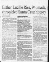 Elster Lucille Rice, 94; made, chronicled Santa Cruz history