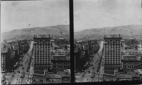 Looking north from the Walker Building down Main St. Salt Lake City, Utah