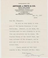 Letter from Chizuko Iwanaga (Arthur J. Fritz & Co.) to Ken Kitasako, Secretary of San Luis Obispo Buddhist Church