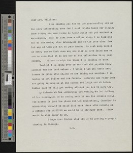 Hamlin Garland, letter, 193?, to Sophia Williams