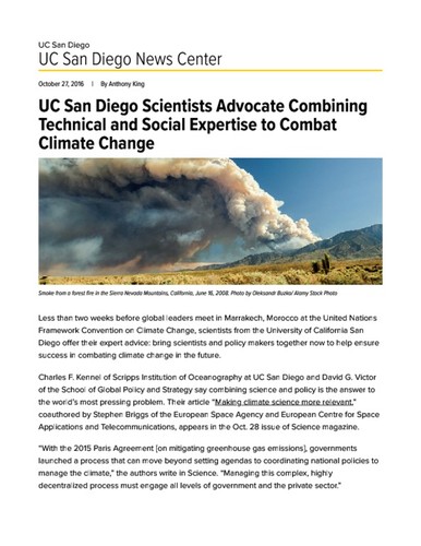 UC San Diego Scientists Advocate Combining Technical and Social Expertise to Combat Climate Change