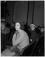 Leone Sousa sits in court waiting to be granted a divorce from her husband George Fleming Houston, Los Angeles, 1940