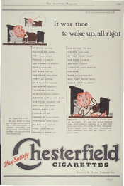 Its time to wake up, all right. They satisfy, Chesterfield Cigarettes