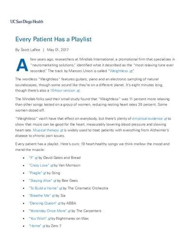 Every Patient Has a Playlist