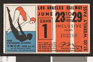 Los Angeles Railway weekly pass, 1935-06-23