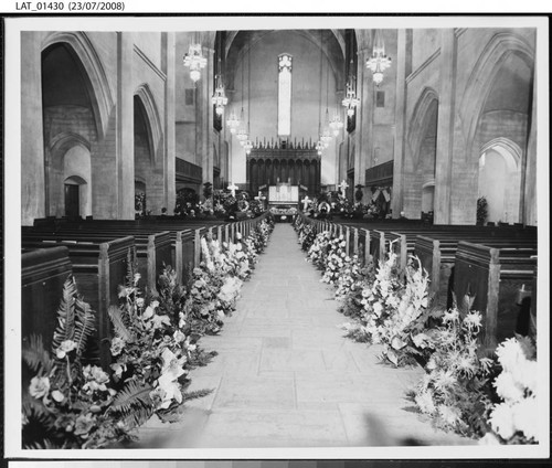 Harry Chandler's funeral - center aisle of church