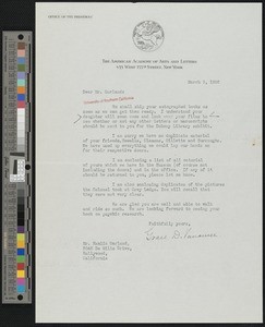 Grace Davis Vanamee, letter, 1936-03-09, to Hamlin Garland