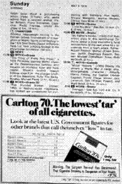 Carlton 70. The lowest 'tar' of all cigarettes