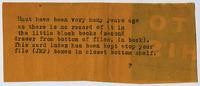 [Undated note from a card index]