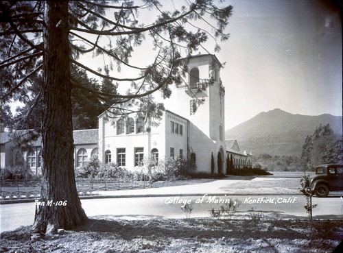 Harlan Hall, College of Marin, Kentfield, circa 1948 [postcard negative]