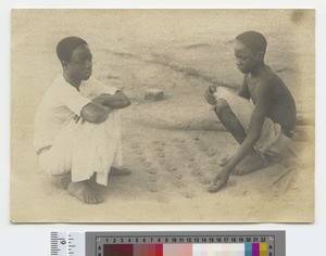 Two boys playing a game, Malawi, ca.1910