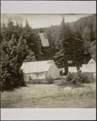 Large tent set up in a campground, Marin County, California, between 1900 and 1910