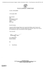 Gallaher Limited[Memo from PRG Redshaw to S Gardner regarding return of 200 Sovereign Classic]