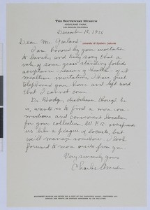 Charles Amsden, letter, 1936-12-18, to Hamlin Garland