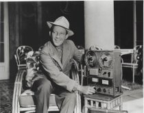 Bing Crosby, with new Ampex reel to reel tape recorder