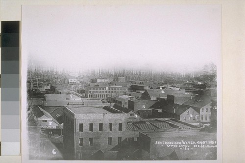 Panorama of San Francisco in 1850-1851 [right half], showing thousands of ships in the harbor--most deserted