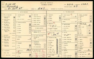 WPA household census for 547 EAST 33RD STREET, Los Angeles