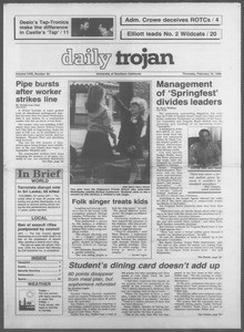 Daily Trojan, Vol. 108, No. 25, February 16, 1989