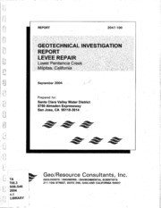 Geotechnical Investigation Report : Levee Repair, Lower Penitencia Creek, Milpitas, California