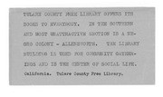 Library Bookmark, Allensworth, Tulare County, Calif