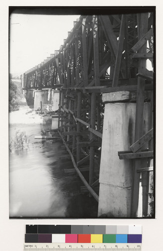 Bridge over Pajaro River at Chittenden showing breaks in 3 piers, north side