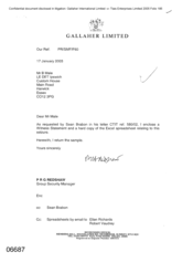 [Letter from PRG Redshaw to B Male regarding hard copy of Excel spreadsheet relating to seizure]