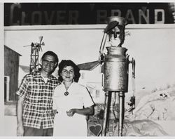Petaluma Cooperative Creamery exhibit promoting Clover Brand with Tinman at the Sonoma County Fair, Santa Rosa, California, 1958